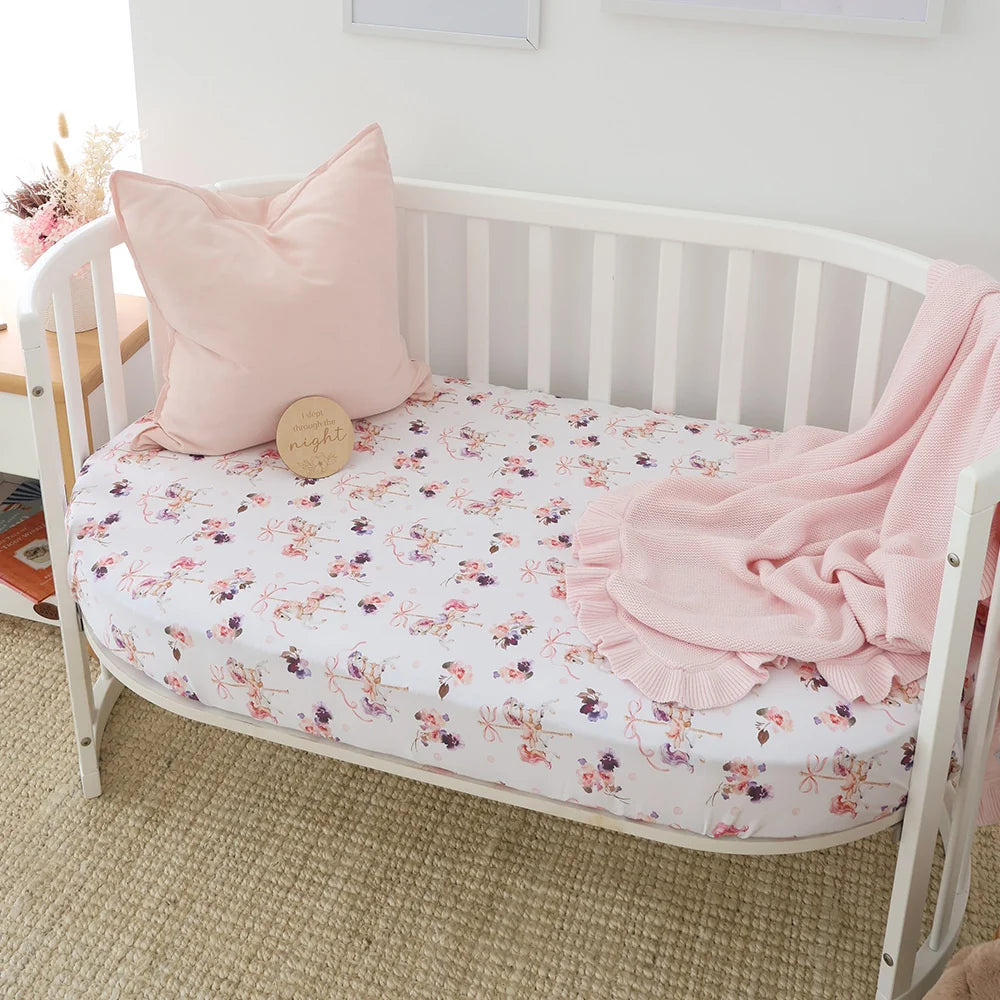 Snuggle Hunny Organic Fitted Cot Sheet - Carousel