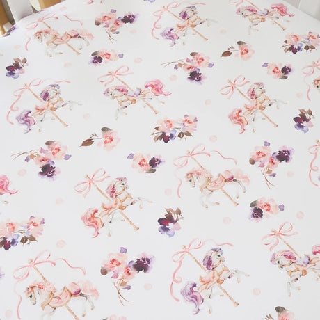 Snuggle Hunny Organic Fitted Cot Sheet - Carousel