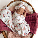 Snuggle Hunny Organic Jersey Wrap & Topknot Set - Carousel