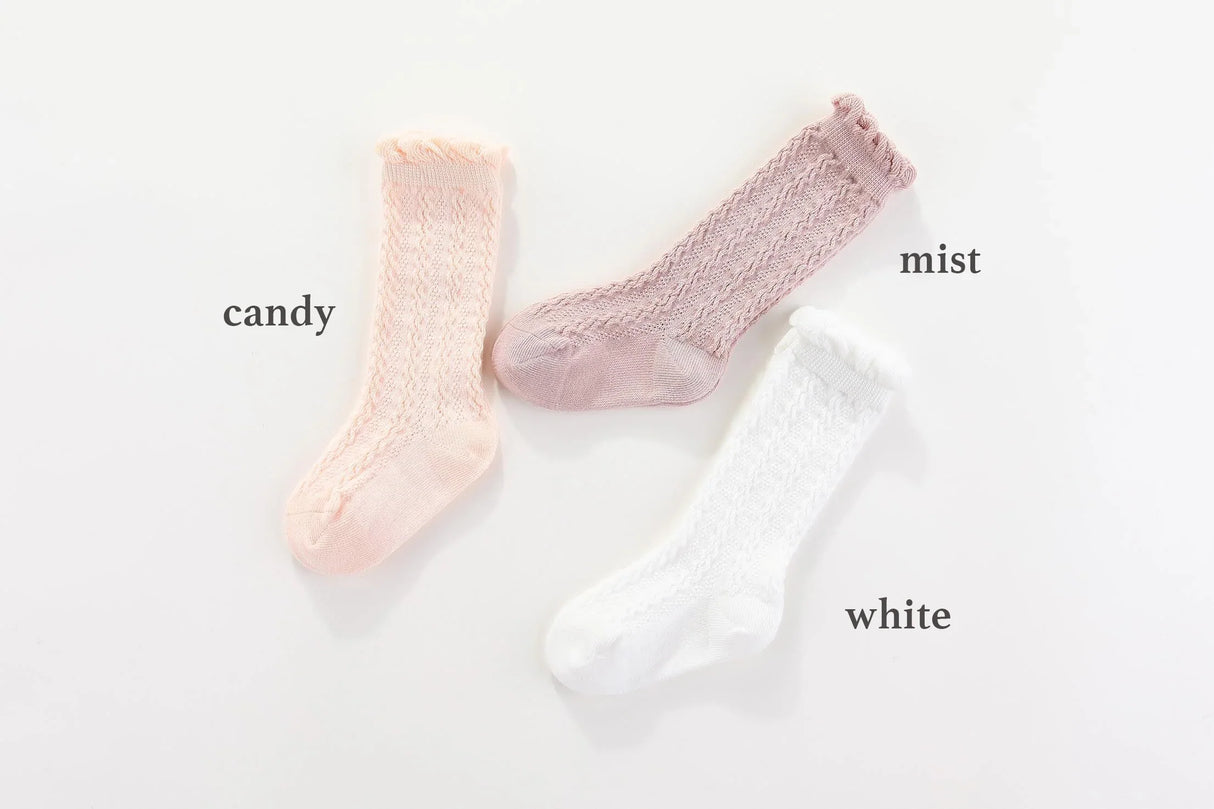Mamer Chain Knee High Socks - Mist