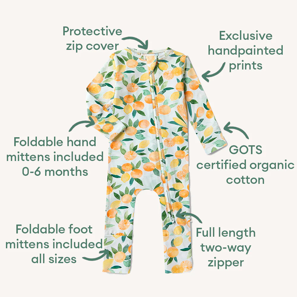 Snuggle Hunny Organic Snugglesuit Convertible Romper - Citrus Squeeze