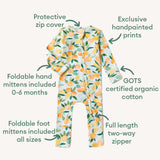 Snuggle Hunny Organic Snugglesuit Convertible Romper - Citrus Squeeze