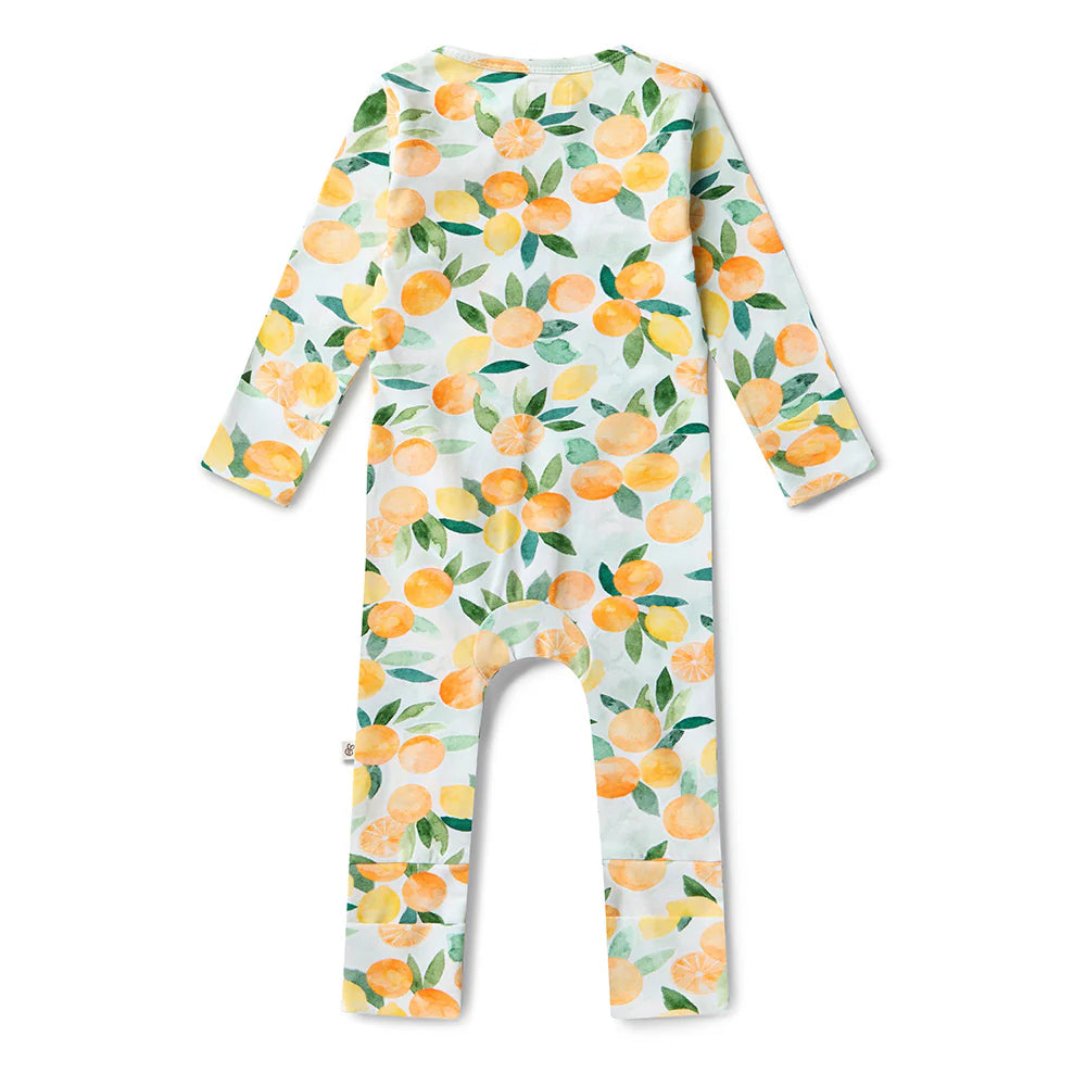 Snuggle Hunny Organic Snugglesuit Convertible Romper - Citrus Squeeze
