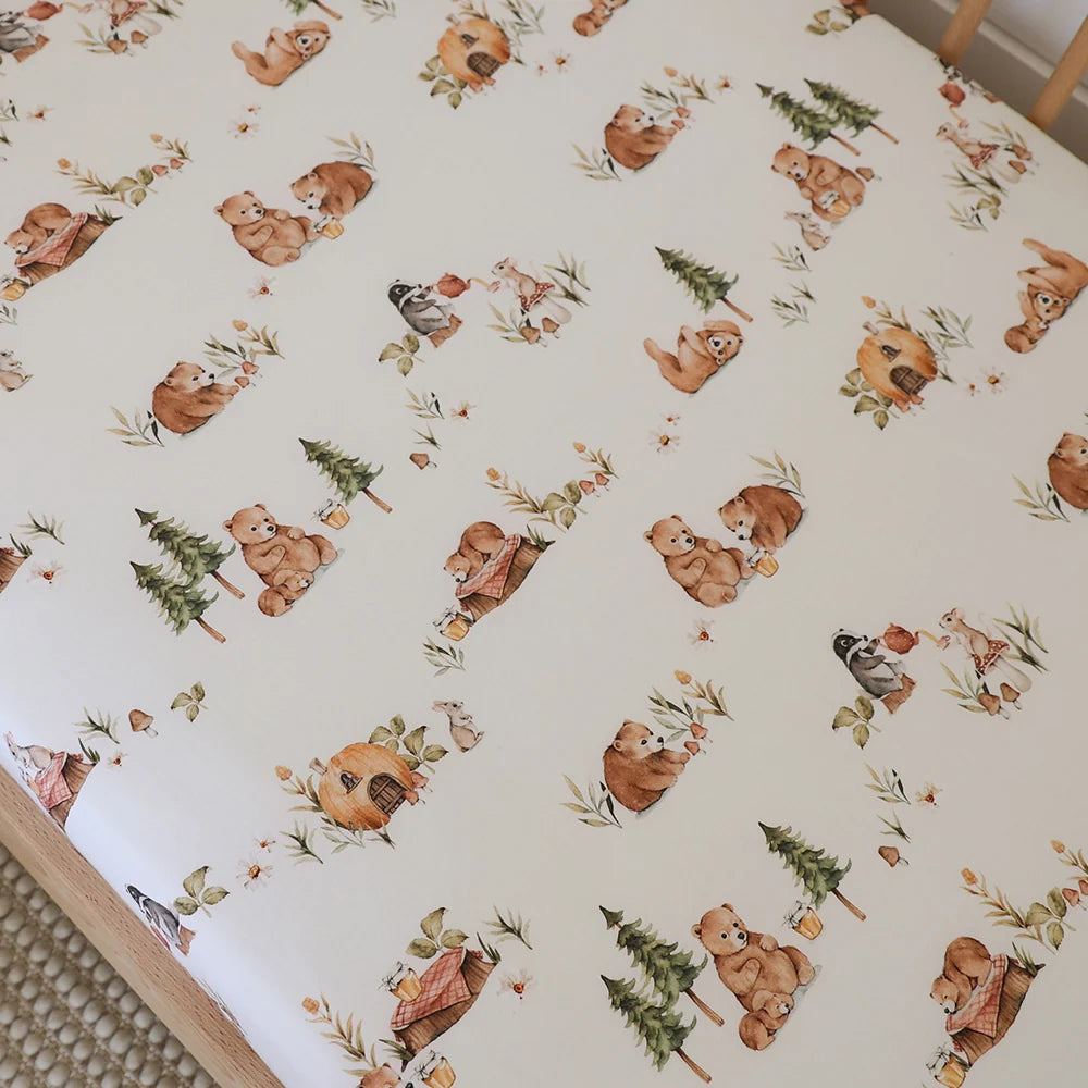 Snuggle Hunny Organic Fitted Cot Sheet - Bears
