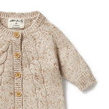 Wilson + Frenchy Knitted Cable Growsuit - Almond Fleck