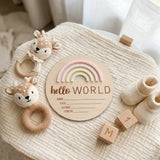 Timber Tinker Hello World Rainbow Plaque - Sorbet