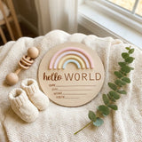 Timber Tinker Hello World Rainbow Plaque - Sorbet