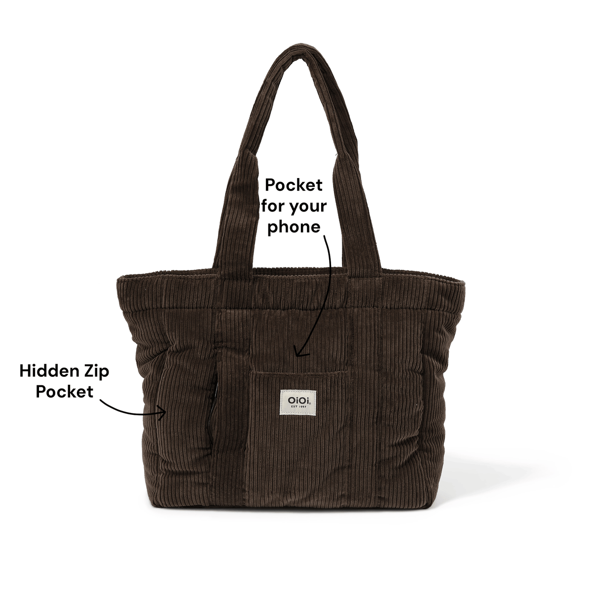 OiOi Everyday Tote - Chocolate Brown Corduroy