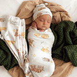 Snuggle Hunny Highland Cows Jersey Wrap + Beanie Set
