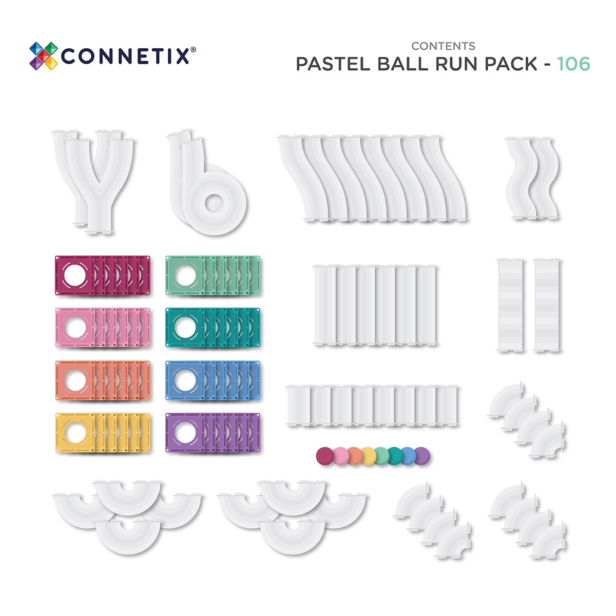 Connetix Pastel Ball Run Pack 106pc