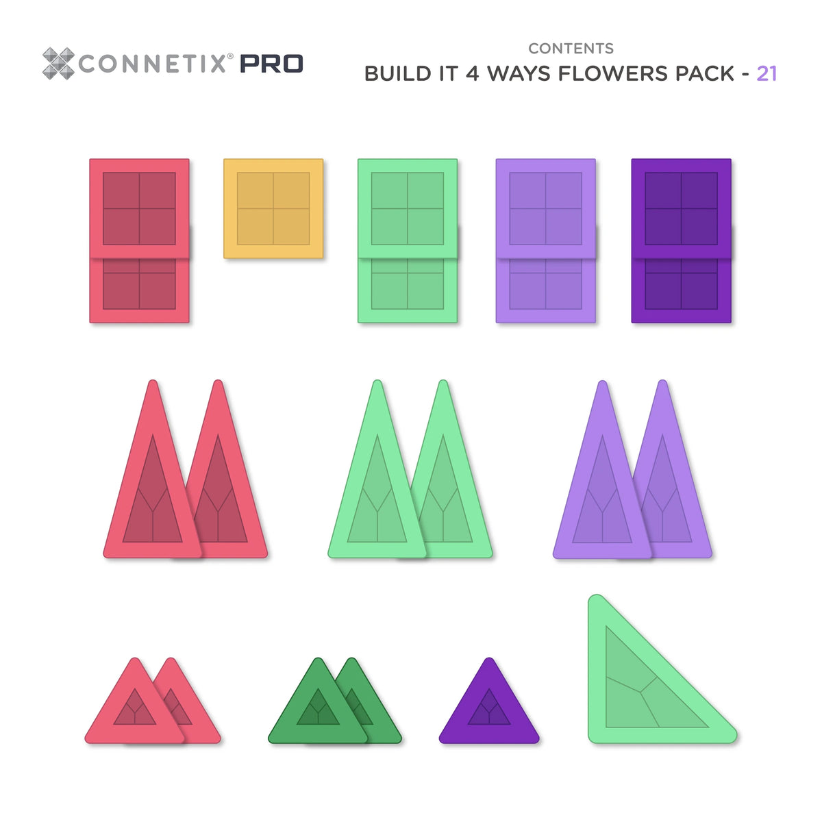 Connetix PRO Build It 4 Ways Flowers Pack - 21 pc