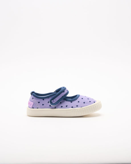 Walnut Mary Jane Canvas - Lilac Hearts