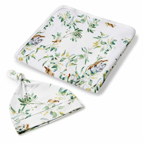 Snuggle Hunny Organic Jersey Wrap + Beanie Set - Eucalypt