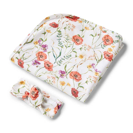 Snuggle Hunny Jersey Wrap & Headband - Meadow