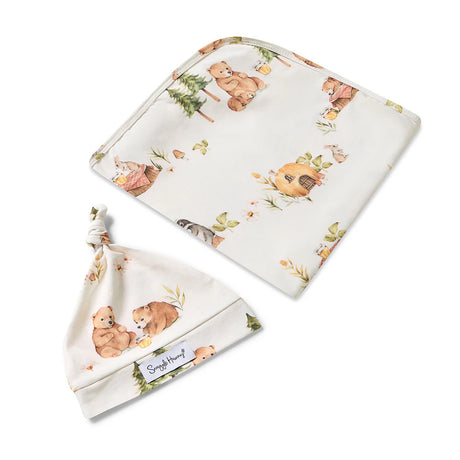 Snuggle Hunny Organic Jersey Wrap Set - Bears Picnic