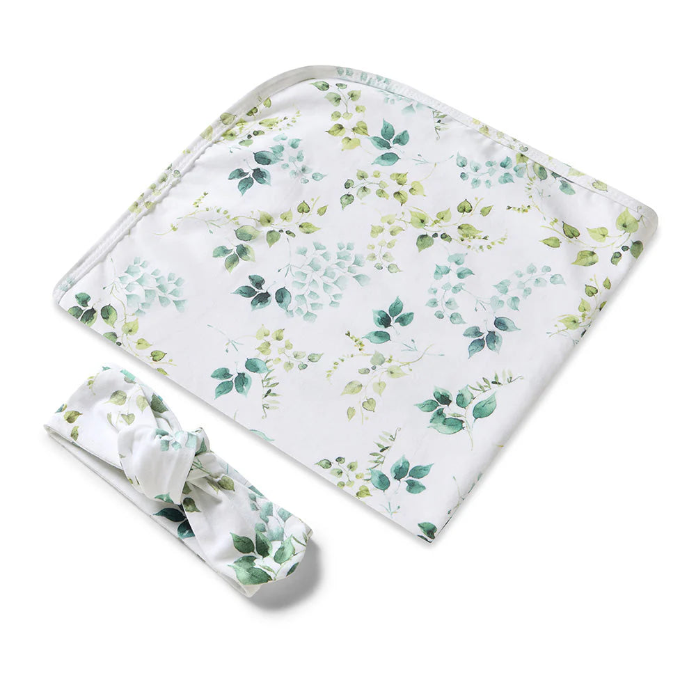Snuggle Hunny Jersey Wrap + Topknot - Eden
