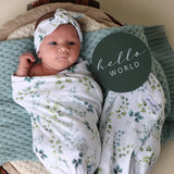 Snuggle Hunny Jersey Wrap + Topknot - Eden