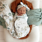 Snuggle Hunny Jersey Wrap + Topknot - Eden