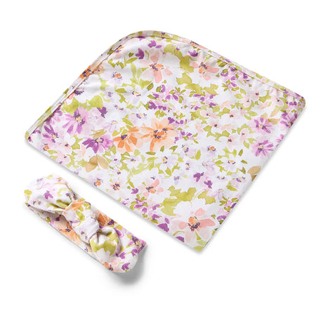 Snuggle Hunny Organic Jersey Wrap + Topknot Set - Isla