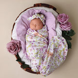 Snuggle Hunny Organic Jersey Wrap + Topknot Set - Isla