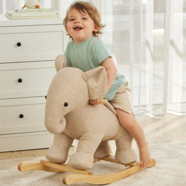 Jiggle + Giggle Rocking Tweed Elephant