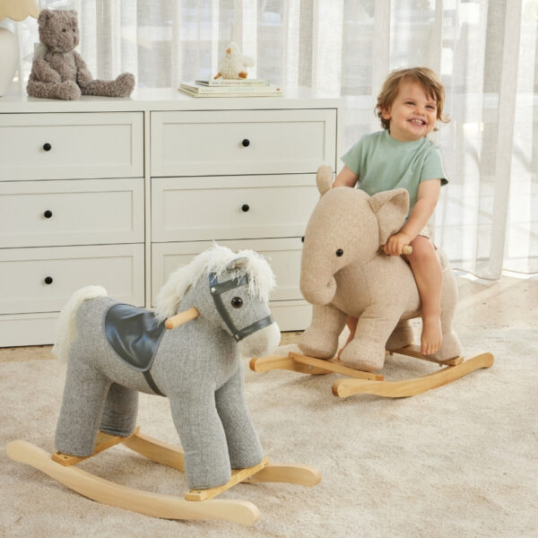 Jiggle + Giggle Rocking Tweed Elephant