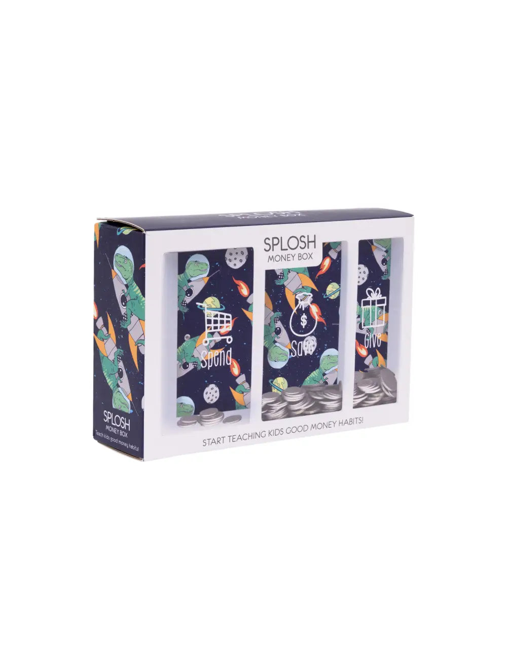 Kids Money Box - Spend Save Give - Dino