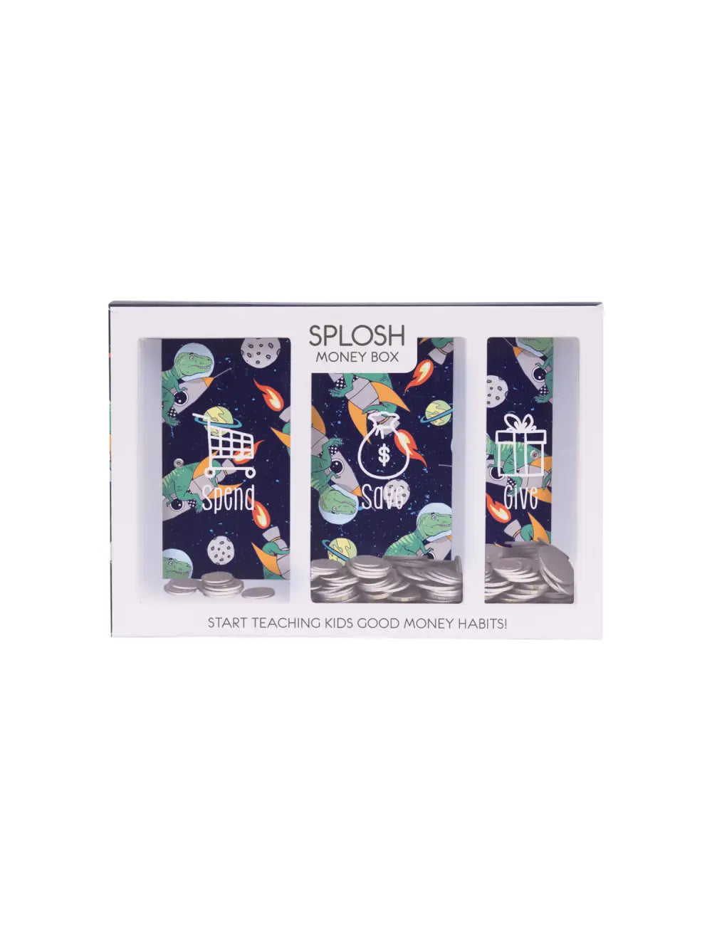 Kids Money Box - Spend Save Give - Dino