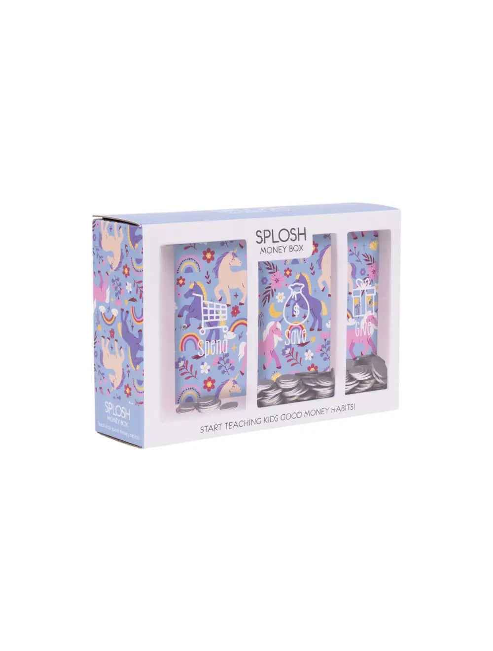 Kids Money Box - Spend Save Give - Unicorn