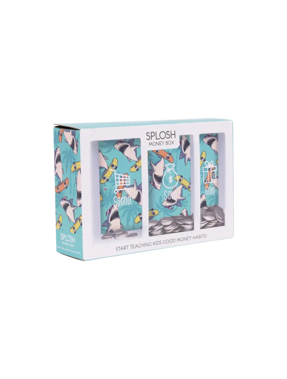 Kids Money Box - Spend Save Give - Shark