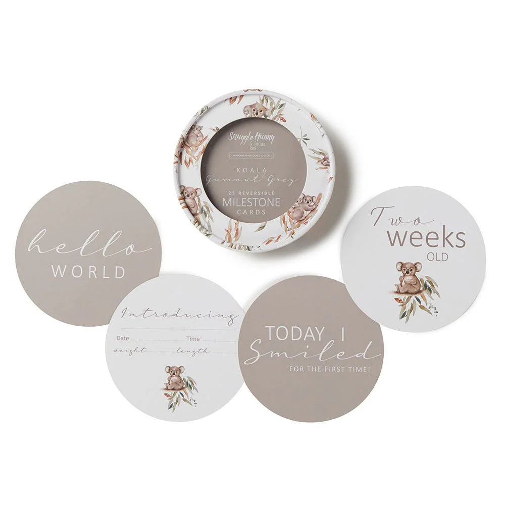 Snuggle Hunny Reversible Milestone Cards - Koala + Gumnut Grey