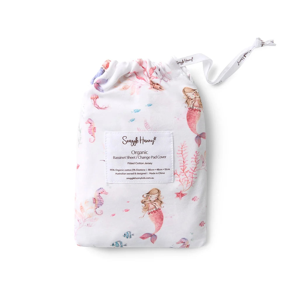 Snuggle Hunny Organic Bassinet Sheet / Change Pad Cover - Mermaid