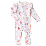 Snuggle Hunny Organic Snugglesuit Convertible Romper with Frill - Mermaid
