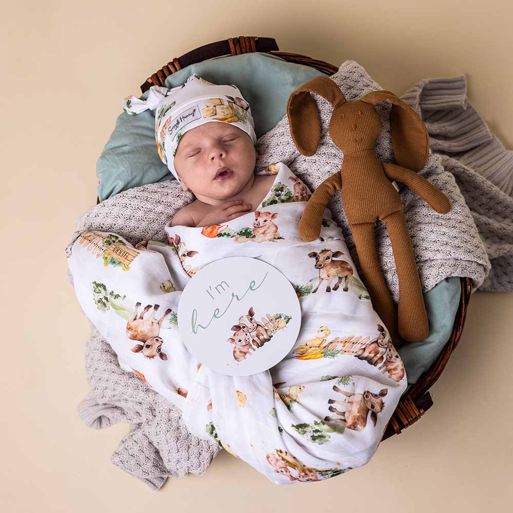 Snuggle Hunny Muslin Swaddle - Farm