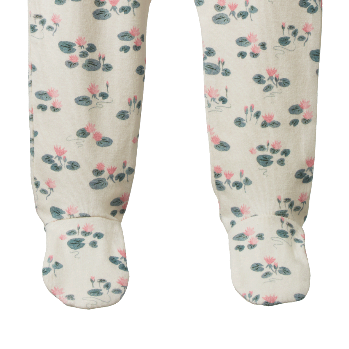 Nature Baby Footed Rompers - Waterlilies Print