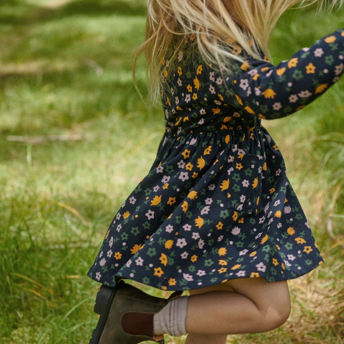 Nature Baby Long Sleeve Twirl Dress - Navy Pollyanna