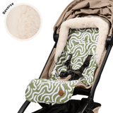 OiOi Reversible Pram Liner - Green Squiggle/Faux Fur