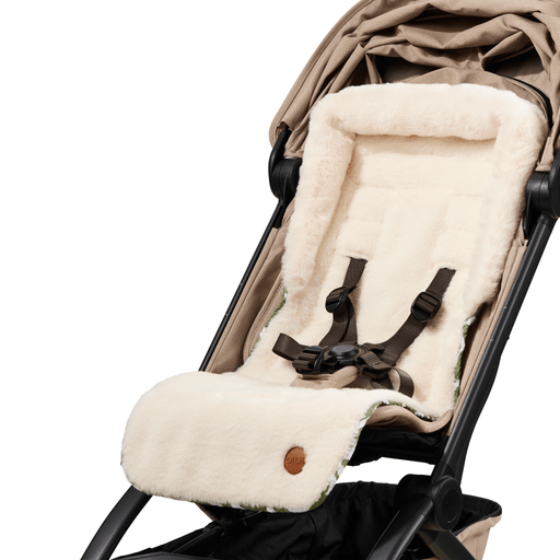 OiOi Reversible Pram Liner - Green Squiggle/Faux Fur