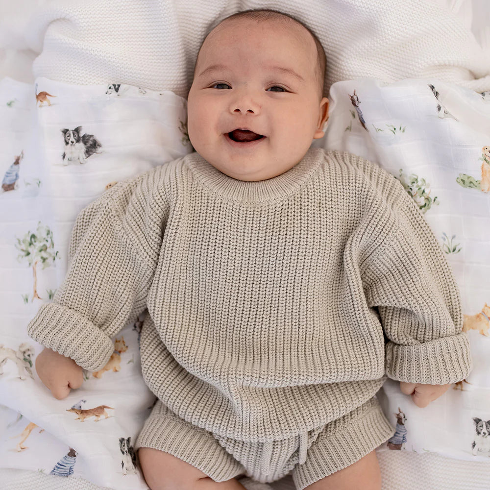 Snuggle Hunny Oversized Cotton Knit Jumper - Pistachio