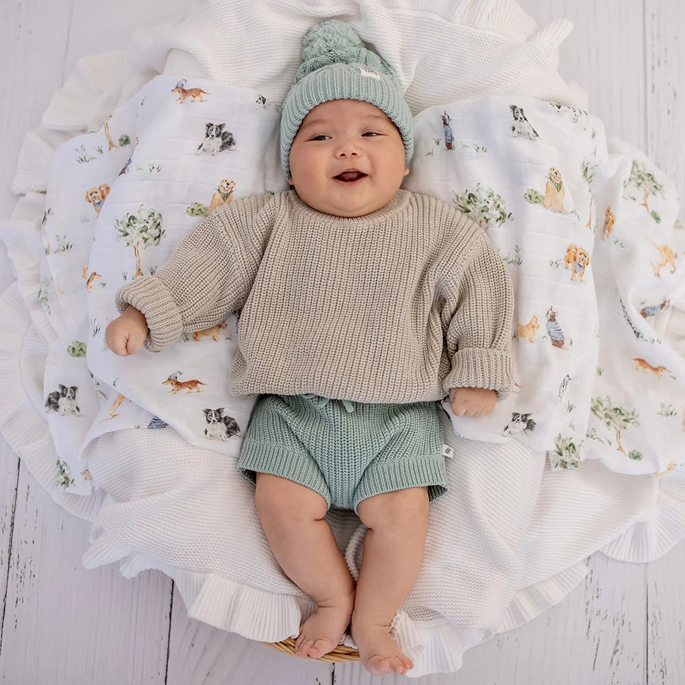 Snuggle Hunny Oversized Cotton Knit Jumper - Pistachio