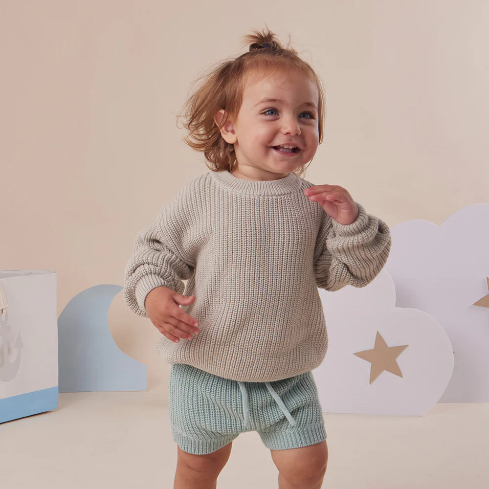 Snuggle Hunny Oversized Cotton Knit Jumper - Pistachio