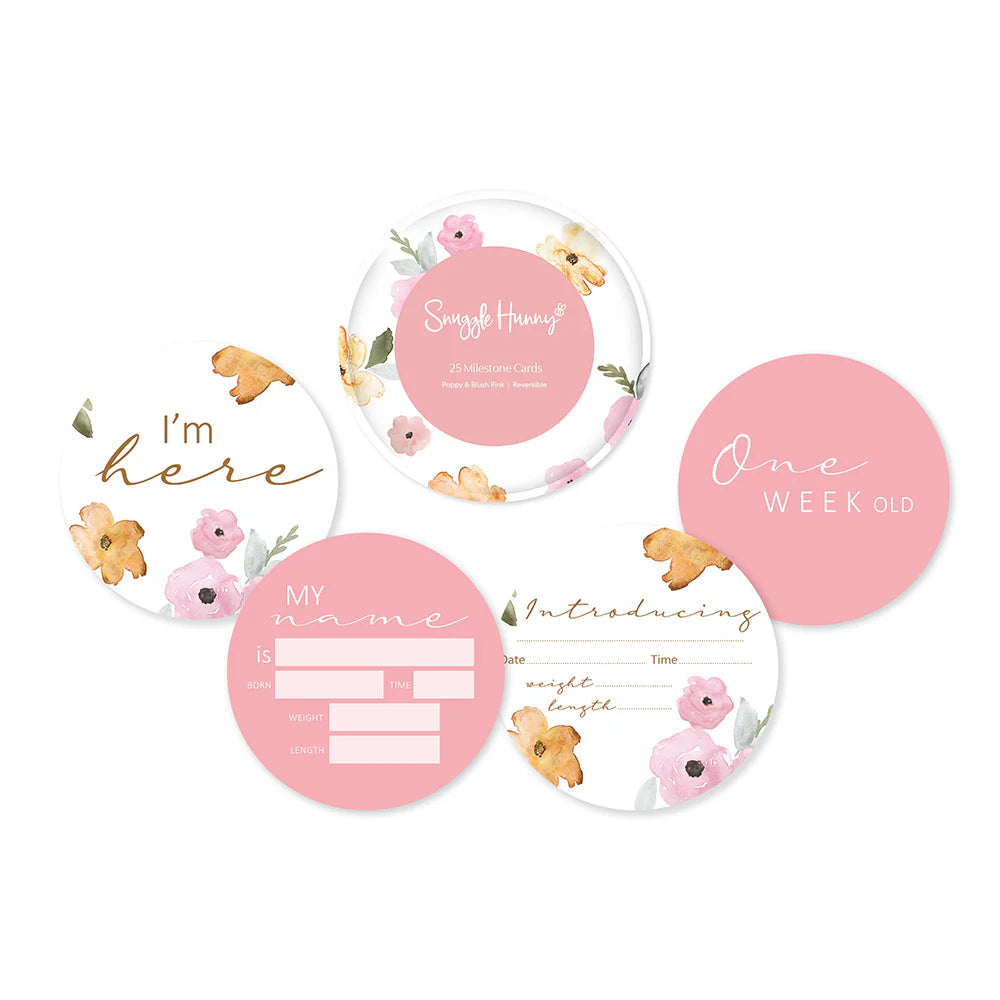 Snuggle Hunny Reversible Milestone Cards - Poppy + Blush Pink