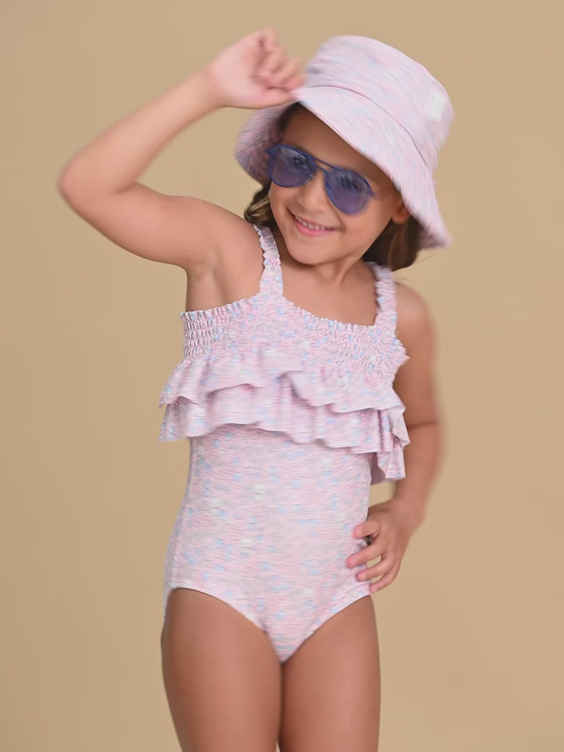 Huxbaby Bluebell Floral Frill Swimsuit