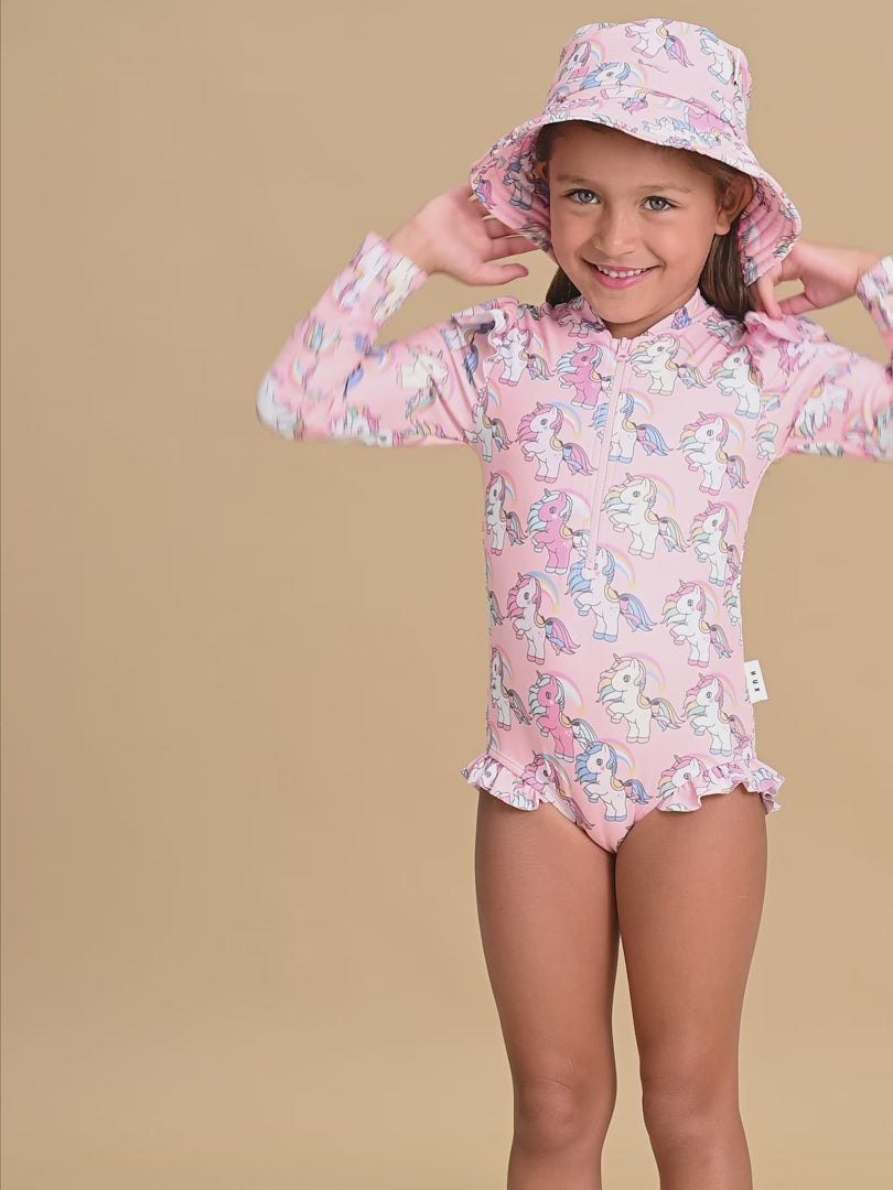 Huxbaby Rainbow Unicorn Zip Swimsuit