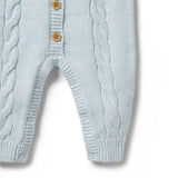 Wilson + Frenchy Knitted Cable Growsuit - Bluebell Fleck