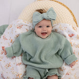 Snuggle Hunny Oversized Cotton Knit Jumper - Sage