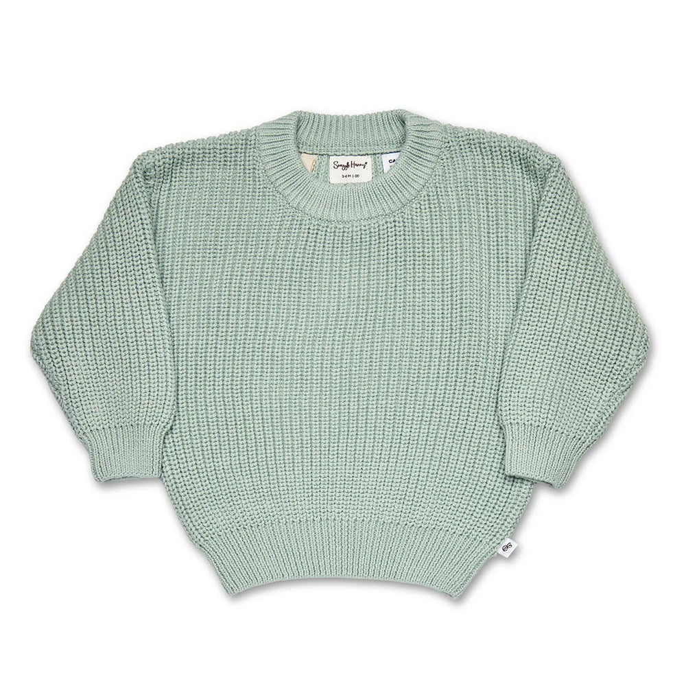 Snuggle Hunny Oversized Cotton Knit Jumper - Sage