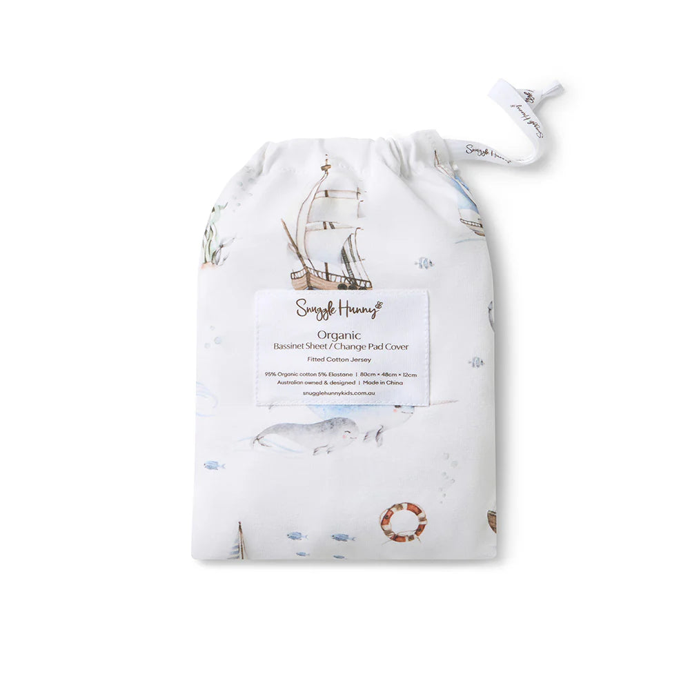 Snuggle Hunny Organic Bassinet Sheet / Change Pad Cover - Set Sail