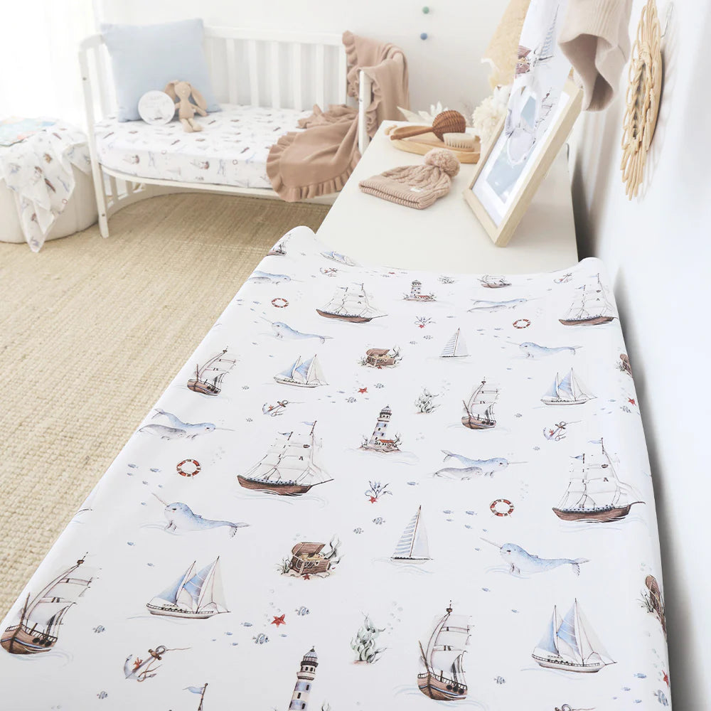 Snuggle Hunny Organic Bassinet Sheet / Change Pad Cover - Set Sail