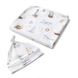 Snuggle Hunny Organic Jersey Wrap & Beanie Set - Set Sail